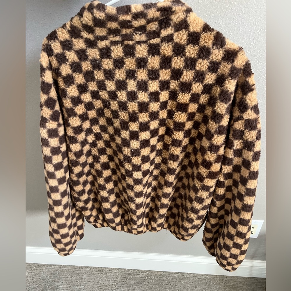 Brown and Tan Checkered Hoodie - Picture 5 of 9